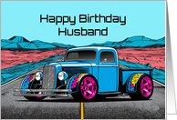 Husband’s Birthday Abstract Concept Hot Rod Truck card