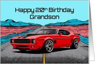 Grandson’s 20th Birthday Abstract Concept Red Muscle Car card