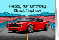 Great Nephew’s 18th Birthday Abstract Concept Red Muscle Car card