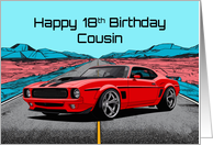 Cousin’s 18th Birthday Abstract Concept Red Muscle Car card