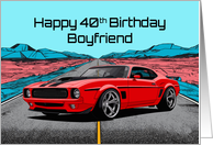 Boyfriend’s 40th Birthday Abstract Concept Red Muscle Car card
