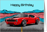 Happy Birthday Abstract Concept Red Muscle Car card