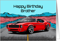 Brother Birthday Abstract Concept Red Muscle Car card