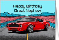 Great Nephew Birthday Abstract Concept Red Muscle Car card