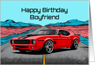 Boyfriend Birthday Abstract Concept Red Muscle Car card