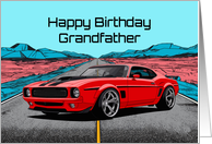 Grandfather Birthday Abstract Concept Red Muscle Car card