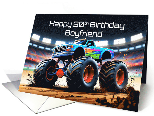 Boyfriend's 30th Birthday Concept Monster Truck Jam card (1913184)