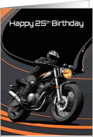 Happy 25th Birthday Striking Bold High Contrast Motorcyclist card