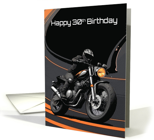 Happy 30th Birthday Striking Bold High Contrast Motorcyclist card