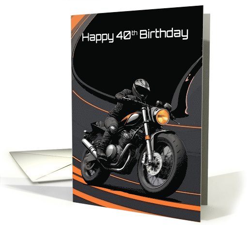 Happy 40th Birthday Striking Bold High Contrast Motorcyclist card