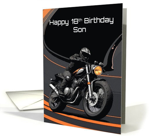 Son's 18th Birthday Striking Bold High Contrast Motorcyclist card