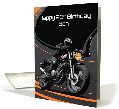 Son's 25th Birthday Striking Bold High Contrast Motorcyclist card