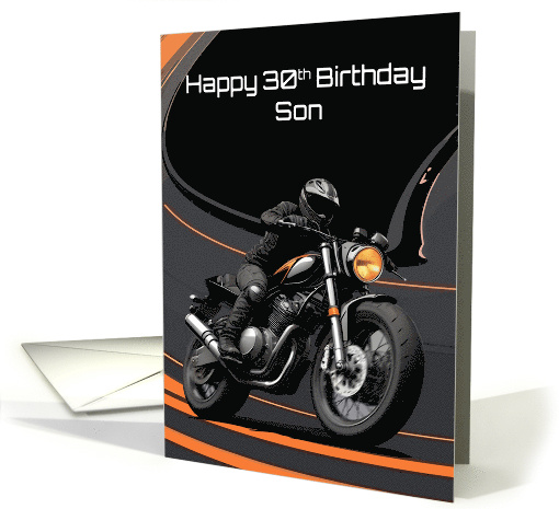 Son's 30th Birthday Striking Bold High Contrast Motorcyclist card