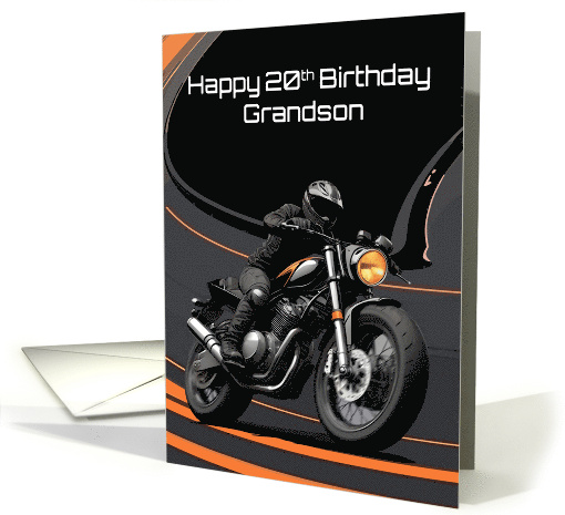 Grandson's 20th Birthday Striking Bold High Contrast Motorcyclist card