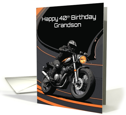 Grandson's 40th Birthday Striking Bold High Contrast Motorcyclist card
