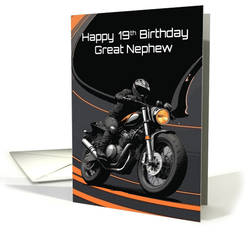 Great Nephew's 19th Birthday Striking High Contrast Motorcyclist card