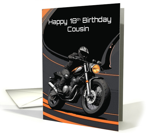 Cousin's 18th Birthday Striking Bold High Contrast Motorcyclist card