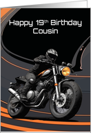 Cousin’s 19th Birthday Striking Bold High Contrast Motorcyclist card