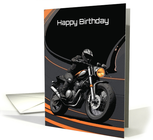 Happy Birthday Striking Bold High Contrast Motorcyclist card (1913978)