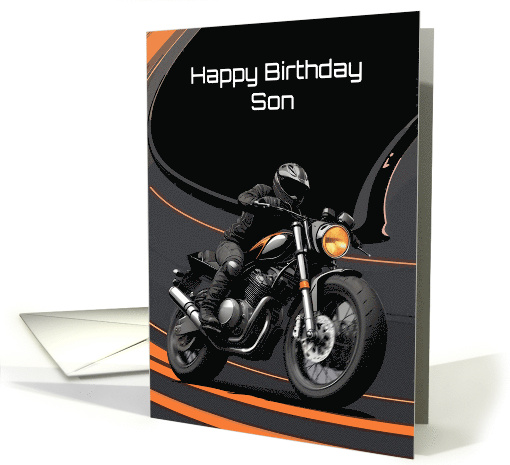 Son's Birthday Striking Bold Contrast Motorcyclist card (1913980)