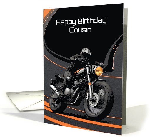 Cousin's Birthday Striking Bold Contrast Motorcyclist card (1914002)