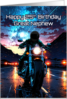 Great Nephew’s 25th Birthday Motorcycle Rider On Starry Night Road card