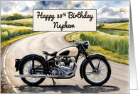 Nephew’s 30th Birthday Watercolor Vintage Classic Motorcycle card