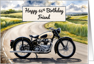 Friend’s 65th Birthday Watercolor Vintage Classic Motorcycle card