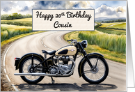 Cousin’s 20th Birthday Watercolor Vintage Classic Motorcycle card
