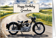 Grandson’s Birthday Watercolor Vintage Classic Motorcycle card