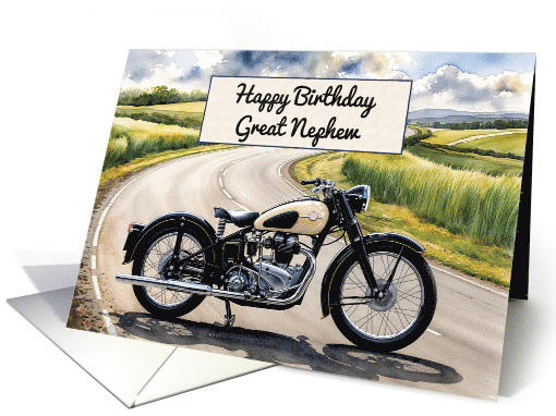 Great Nephew's Birthday Watercolor Vintage Classic Motorcycle card