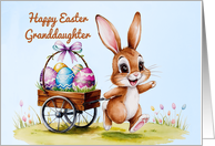 Happy Easter Granddaughter Watercolor Rabbit with Eggs card