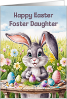 Happy Easter Foster Daughter Watercolor Rabbit Painting Eggs card