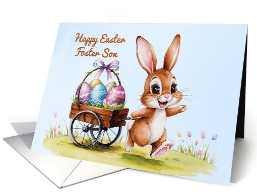 Happy Easter Foster Son Watercolor Rabbit with Eggs card (1917000)
