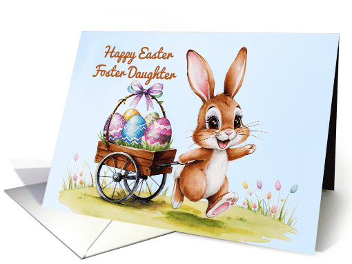 Happy Easter Foster Daughter Watercolor Rabbit with Eggs card