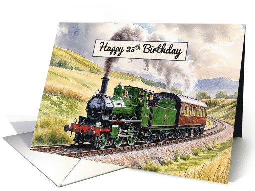 Happy 25th Birthday Watercolor Vintage Steam Train card (1920302)