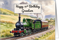 Grandson’s 19th Birthday Watercolor Vintage Steam Train card