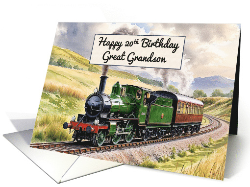 Great Grandson's 20th Birthday Watercolor Vintage Steam Train card
