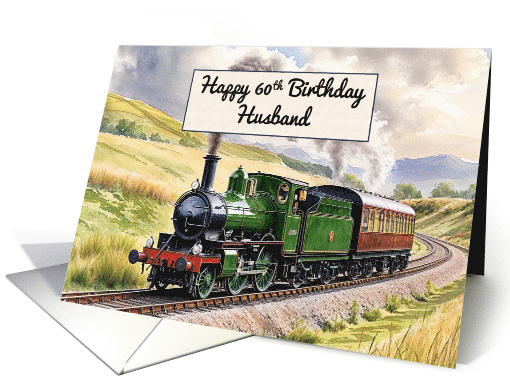 Husband's 60th Birthday Watercolor Vintage Steam Train card (1921552)