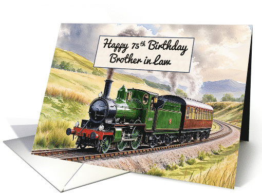 Brother in Law's 75th Birthday Watercolor Vintage Steam Train card