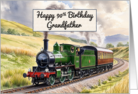 Grandfather’s 90th Birthday Watercolor Vintage Steam Train card