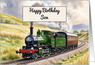 Son’s Birthday Watercolor Vintage Steam Train card
