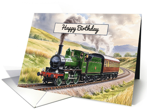 Happy Birthday Watercolor Vintage Steam Train card (1921844)