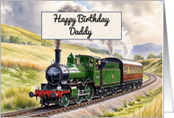 Daddy’s Birthday Watercolor Vintage Steam Train card