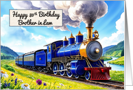 Brother in Law’s 80th Birthday Watercolor Vibrant Vintage Steam Train card