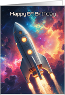 Happy 8th Birthday Space Rocket Ship card