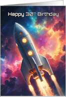 Happy 30th Birthday Space Rocket Ship card