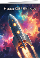 Happy 100th Birthday Space Rocket Ship card
