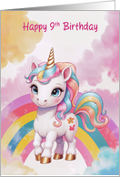 Happy 9th Birthday Rainbow Unicorn card