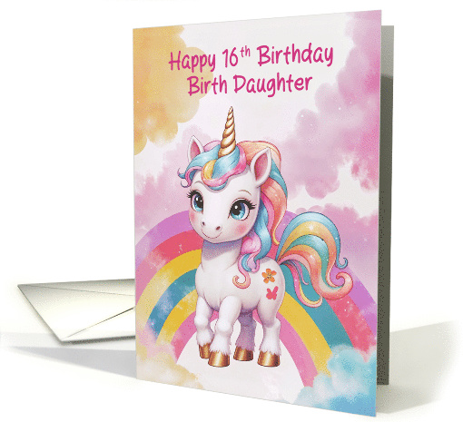 Birth Daughter's 16th Birthday Rainbow Unicorn card (1934582)